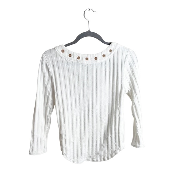 Free People Ice Cold Lace Up Ribbed Top White Size Medium - Picture 4 of 8